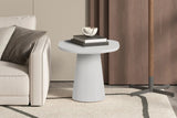 Table Basse Ovale Effet Ciment Ecru TAVINA - 55 cm