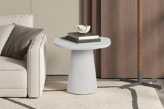 Table Basse Ovale Effet Ciment Ecru TAVINA - 55 cm