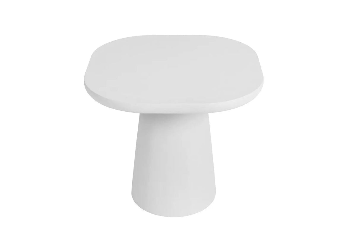 Table Basse Ovale Effet Ciment Ecru TAVINA - 55 cm
