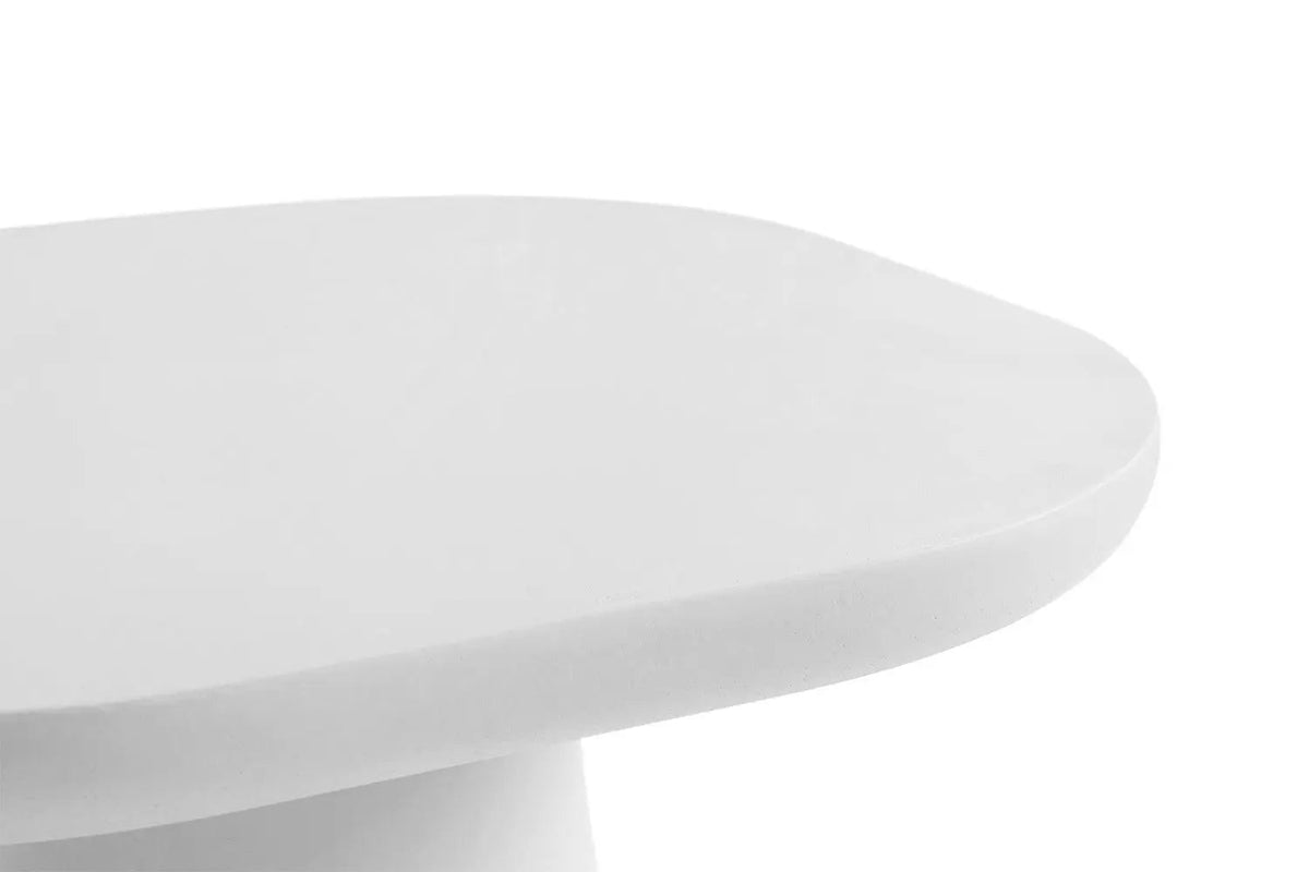 Table Basse Ovale Effet Ciment Ecru TAVINA - 55 cm