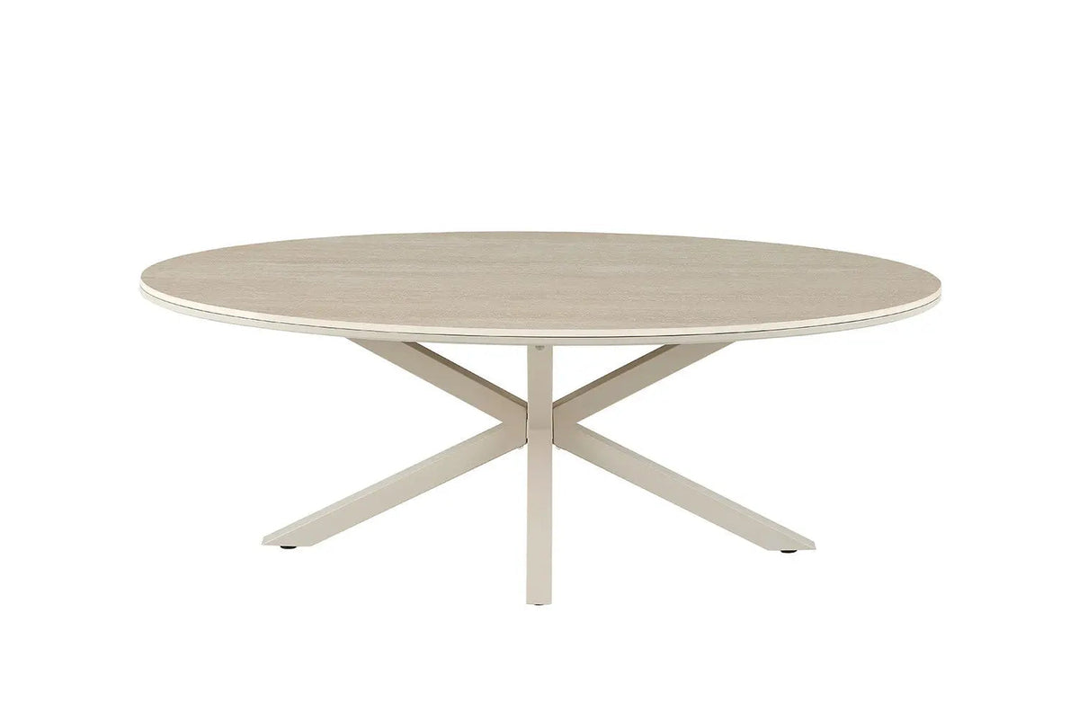 Table Basse Ovale NOAH en Pierre Frittée Beige - 130 x 70 cm
