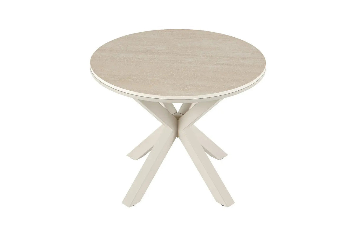 Table Basse Ronde NOAH en Pierre Frittée Beige - Ø 60 cm