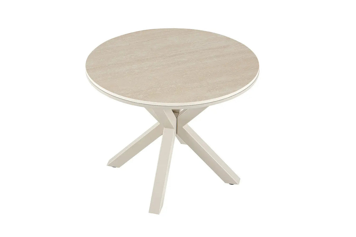 Table Basse Ronde NOAH en Pierre Frittée Beige - Ø 60 cm