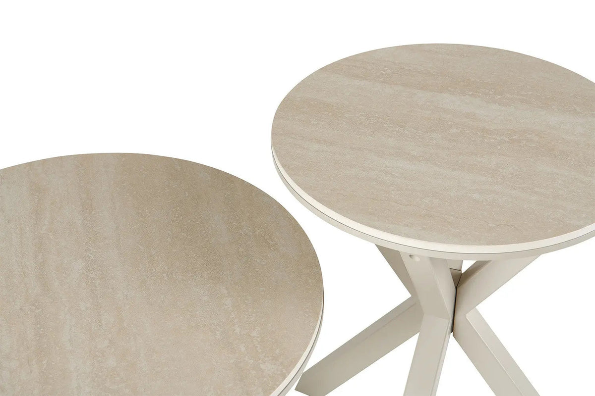 Table Basse Ronde NOAH en Pierre Frittée Beige - Ø 60 cm