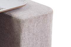 Table Basse avec 4 Poufs en Tissu Pierre Brillante AVORA - 80 x 80 cm