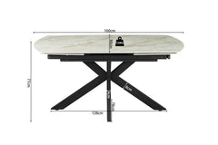Table Extensible ARYA Ovale Danoise en Pierre - de 160 à 240 cm