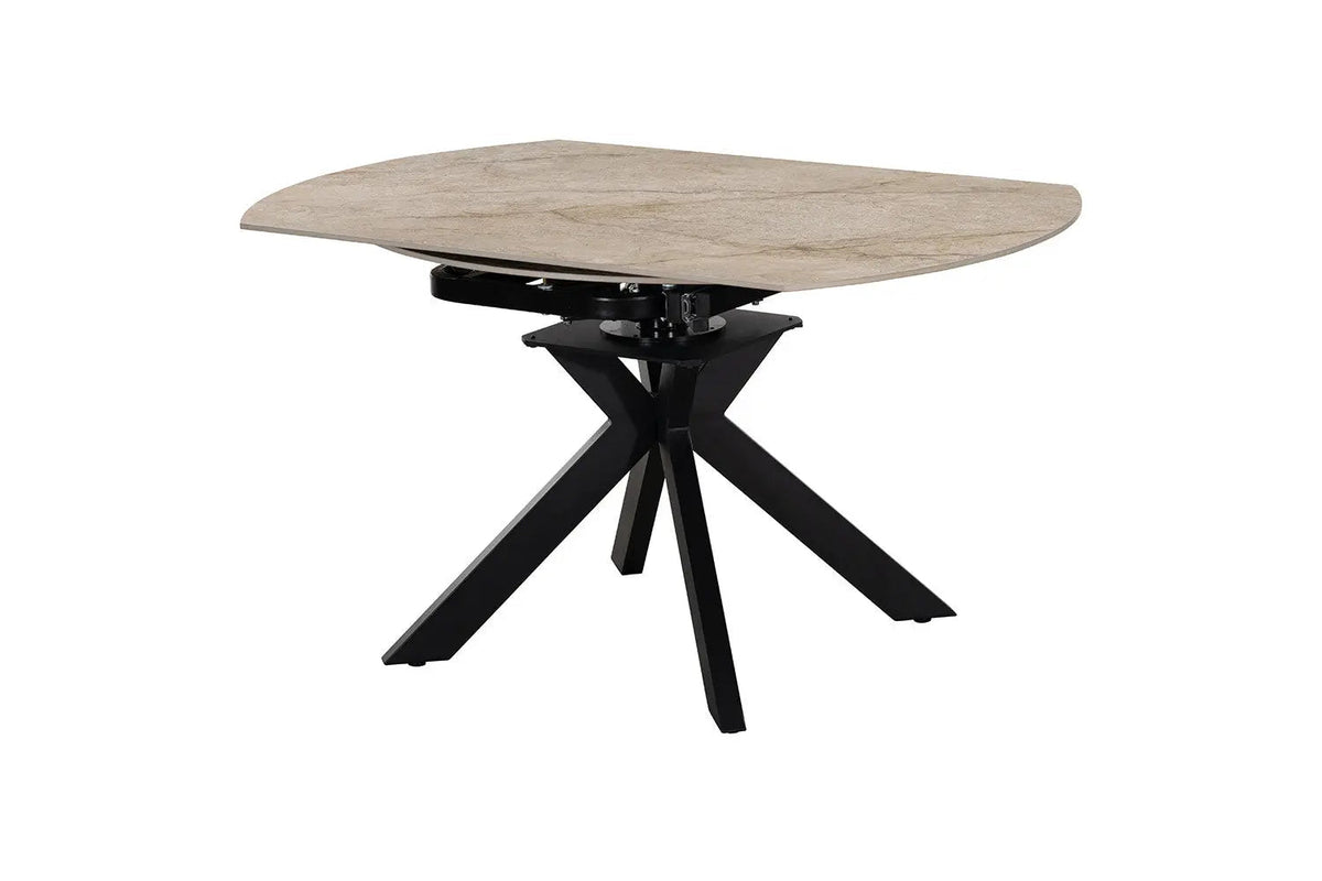 Table Extensible Ronde Plateau en Pierre ATHENYA - 140 x 90 à 140 cm