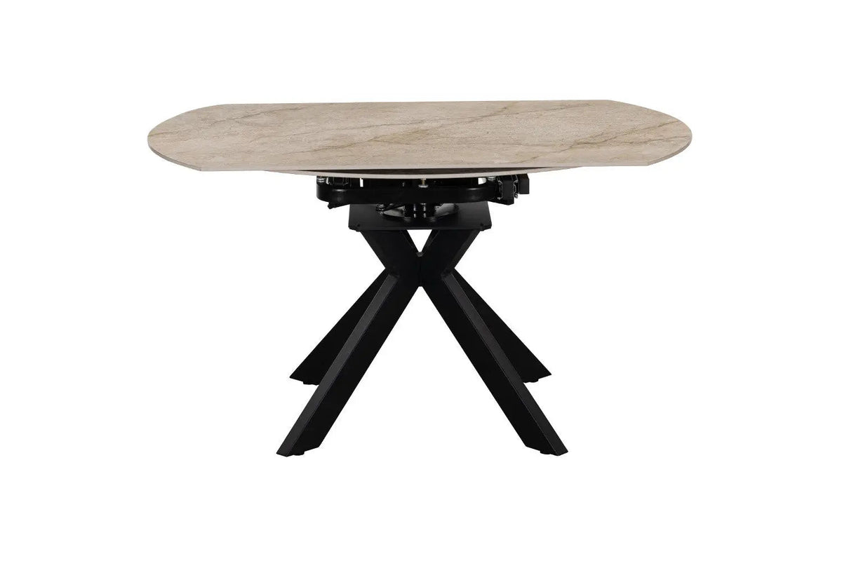 Table Extensible Ronde Plateau en Pierre ATHENYA - 140 x 90 à 140 cm