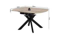Table Extensible Ronde Plateau en Pierre ATHENYA - 140 x 90 à 140 cm
