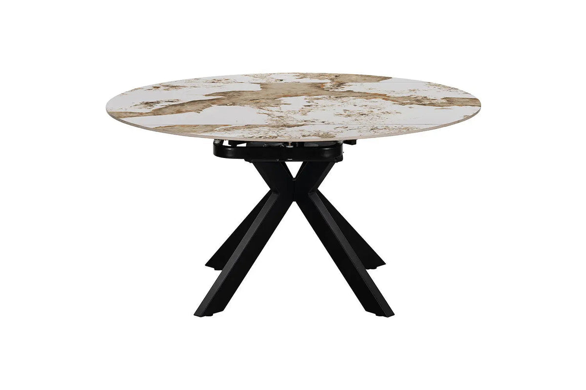 Table Extensible Ronde Plateau en Pierre ATHENYA - 140 x 90 à 140 cm