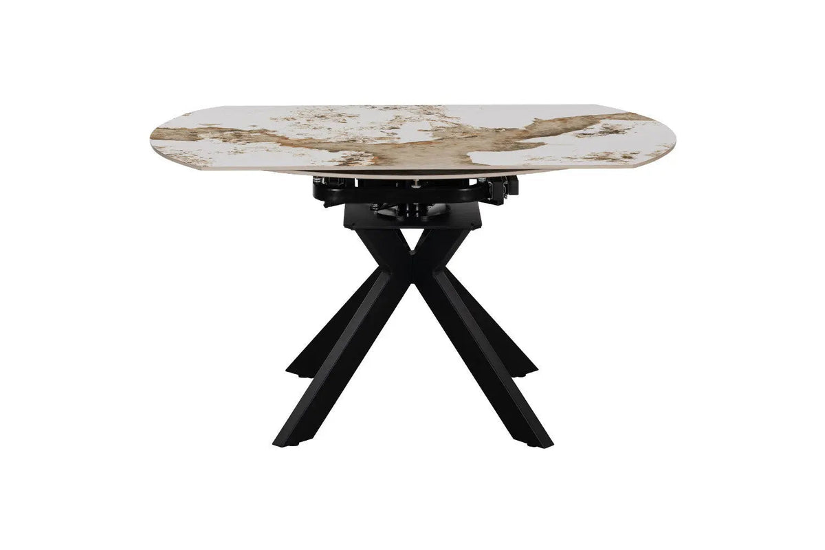 Table Extensible Ronde Plateau en Pierre ATHENYA - 140 x 90 à 140 cm