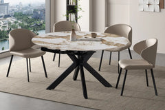 Table Extensible Ronde Plateau en Pierre ATHENYA - 140 x 90 à 140 cm