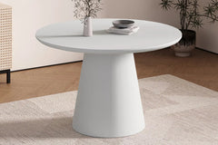 Table Ronde Effet Ciment Écru TAVINA pour salle à manger - 120 cm