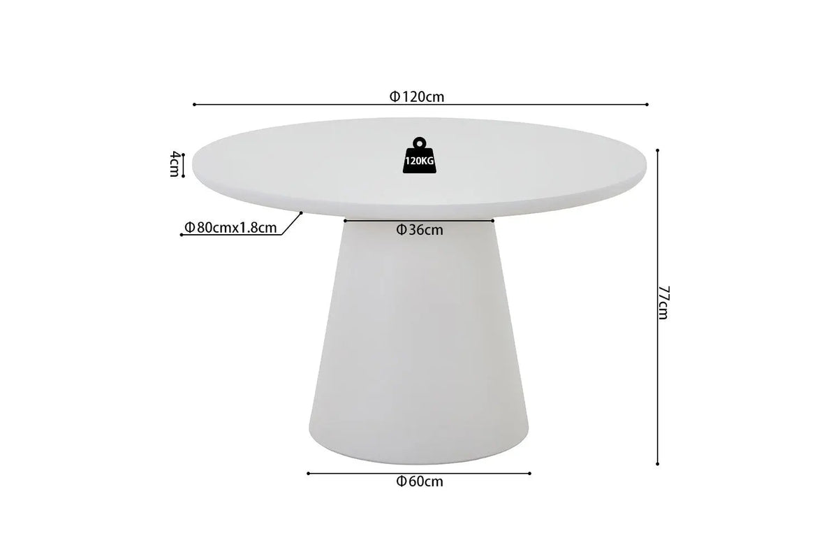 Table Ronde Effet Ciment Écru TAVINA pour salle à manger - 120 cm