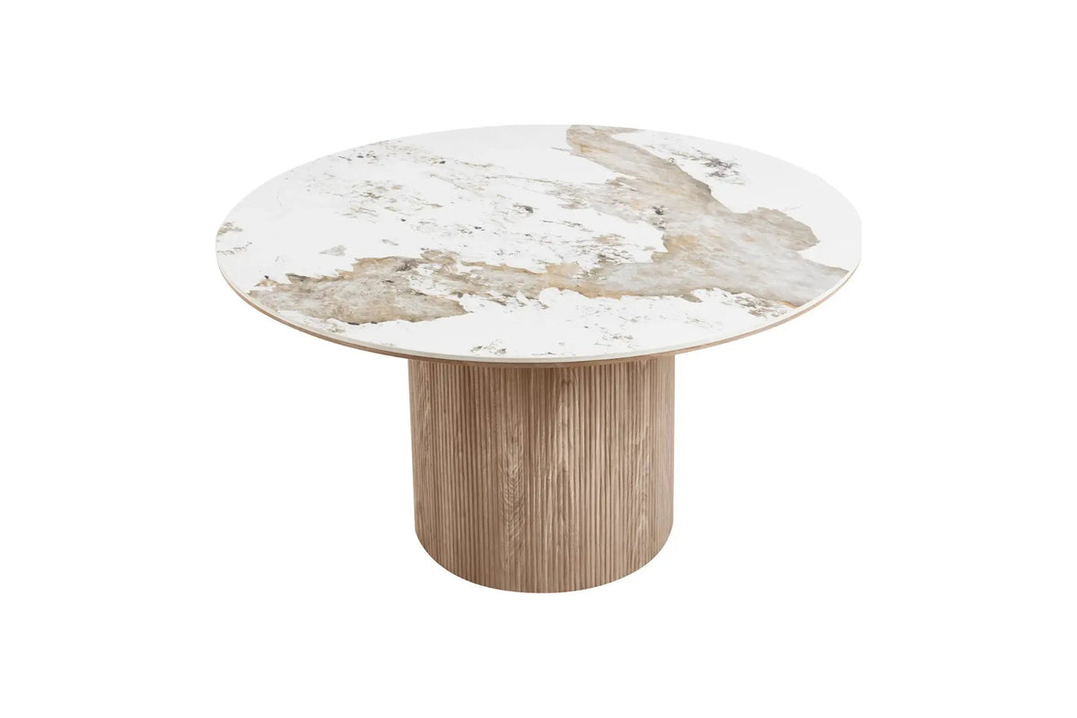 Table Ronde plateau en Céramique ATHENS pour salle à manger - 140x140 cm