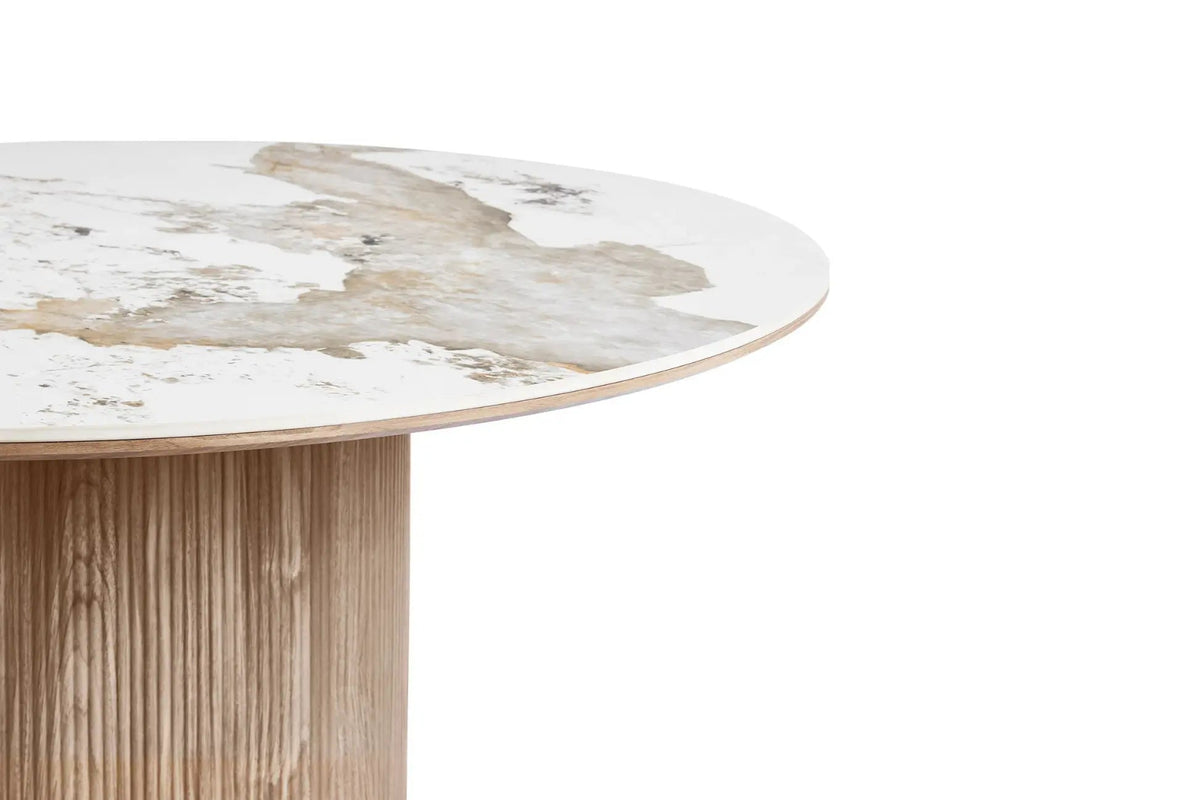 Table Ronde plateau en Céramique ATHENS pour salle à manger - 140x140 cm