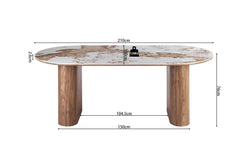 Table à Manger AVORA en Pierre Brillante Beige - 210 x 100 cm