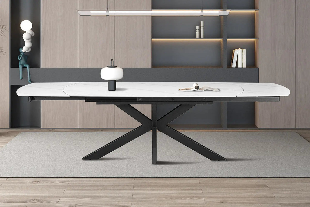 Table Extensible ARYA Ovale Danoise en Pierre - de 160 à 240 cm