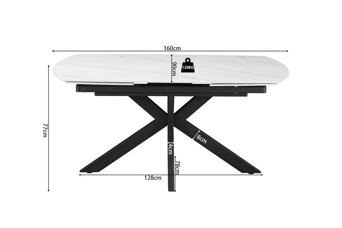 Table Extensible ARYA Ovale Danoise en Pierre - de 160 à 240 cm