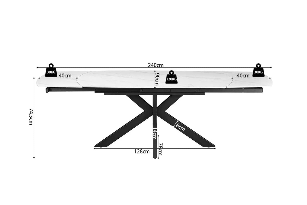 Table Extensible ARYA Ovale Danoise en Pierre - de 160 à 240 cm
