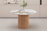 Table à Manger Extensible AVORA en Pierre Brillante Beige - 120 à 200 cm