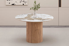 Table à Manger Extensible AVORA en Pierre Brillante Beige - 120 à 200 cm