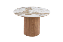 Table à Manger Extensible AVORA en Pierre Brillante Beige - 120 à 200 cm