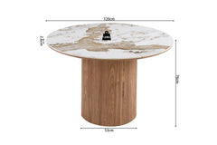 Table à Manger Extensible AVORA en Pierre Brillante Beige - 120 à 200 cm