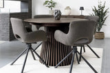 Table Extensible Ronde OSAKA Effet Bois Brun Foncé - 120 à 240 cm
