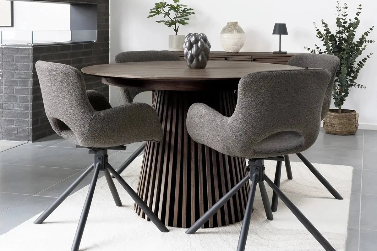Table Extensible Ronde OSAKA Effet Bois Brun Foncé - 120 à 240 cm