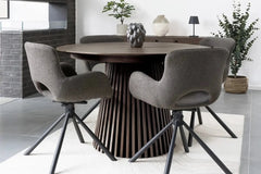 Table Extensible Ronde OSAKA Effet Bois Brun Foncé - 120 à 240 cm