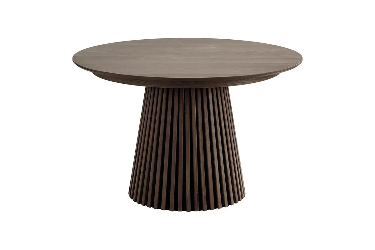 Table Extensible Ronde OSAKA Effet Bois Brun Foncé - 120 à 240 cm