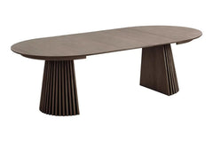 Table Extensible Ronde OSAKA Effet Bois Brun Foncé - 120 à 240 cm