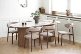 Table à Manger Ovale ATHENS Céramique Blanc Marron -  210 x 100 cm