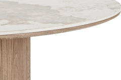 Table à Manger Ovale ATHENS Céramique Blanc Marron -  210 x 100 cm
