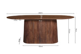 Table à Manger Ovale MAYGA en Manguier Brun Clair - 200 cm