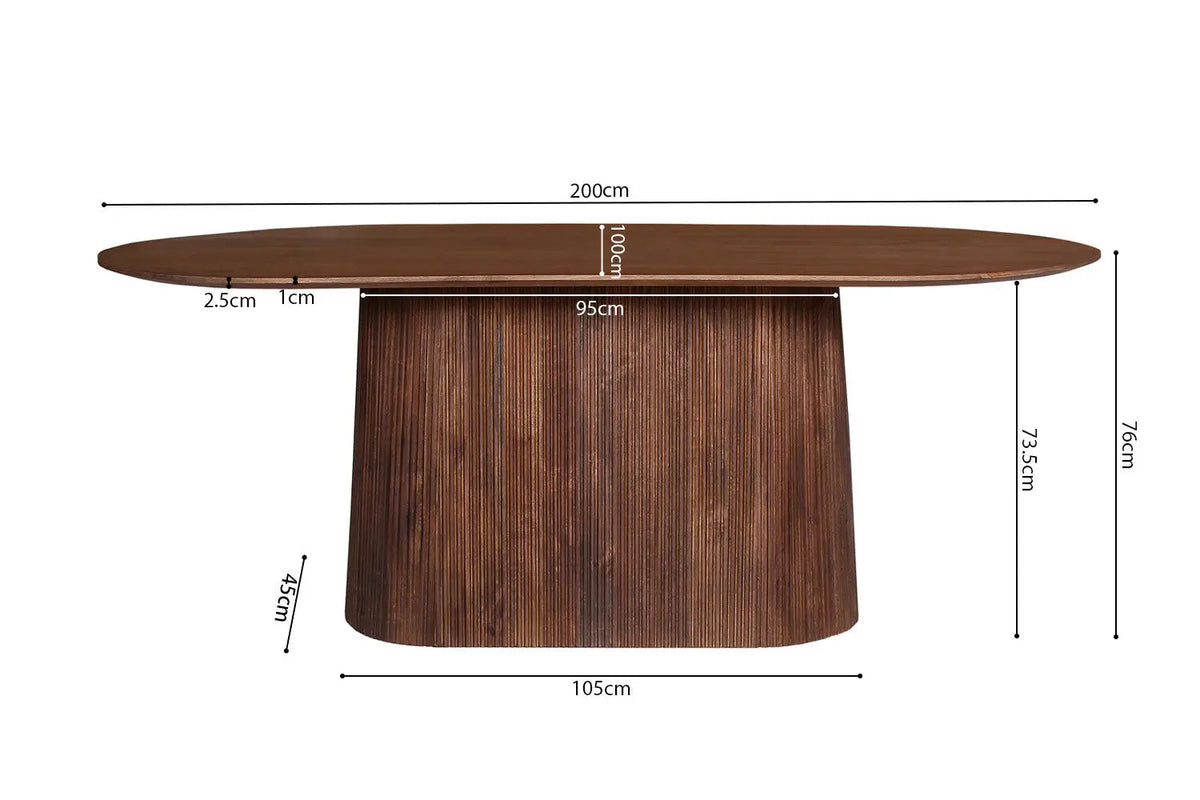 Table à Manger Ovale MAYGA en Manguier Brun Clair - 200 cm