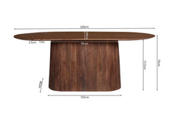 Table à Manger Ovale MAYGA en Manguier Brun Clair - 200 cm