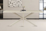 Table à Manger Ovale NOAH en Pierre Frittée Beige - 180 x 90 cm