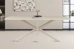 Table à Manger Ovale NOAH en Pierre Frittée Beige - 180 x 90 cm