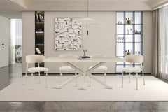 Table à Manger Ovale NOAH en Pierre Frittée Beige - 180 x 90 cm