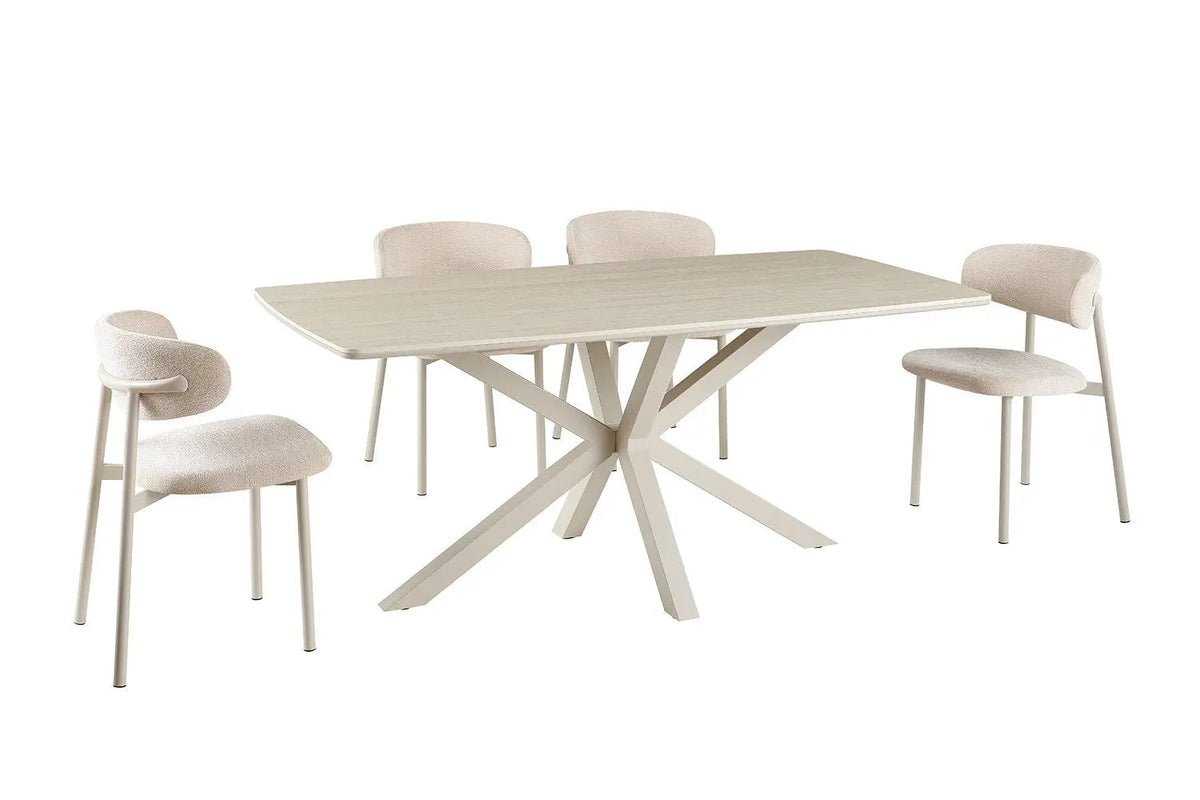 Table à Manger Ovale NOAH en Pierre Frittée Beige - 180 x 90 cm