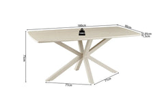 Table à Manger Ovale NOAH en Pierre Frittée Beige - 180 x 90 cm