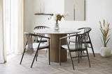 Table Ronde ATHENS en plateau en céramique, blanc, marron foncé - 120 cm