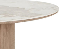 Table Ronde ATHENS en plateau en céramique, blanc, marron foncé - 120 cm