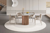 Table à Manger Ronde AVORA en Pierre Brillante Brun Doré - Ø 120 cm