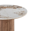 Table à Manger Ronde AVORA en Pierre Brillante Brun Doré - Ø 120 cm