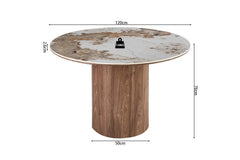 Table à Manger Ronde AVORA en Pierre Brillante Brun Doré - Ø 120 cm