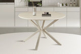 Table à Manger Ronde NOAH en Pierre Frittée Beige - Ø 120 cm