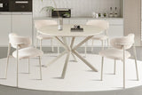 Table à Manger Ronde NOAH en Pierre Frittée Beige - Ø 120 cm